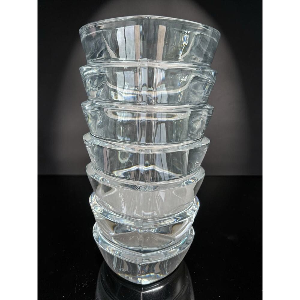Baccarat Coco Crystal Vase Large 8", French Art Glass Tiered Vase Signed - Picture 2 of 7